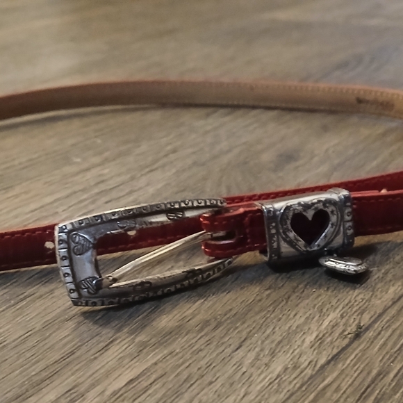 Brighton Croc Embossed Red Leather Heart Charm Belt. - Picture 8 of 13